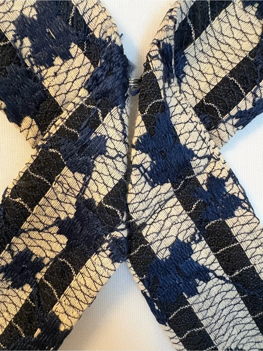 FOXIEDOX Anthropologie Cordelia Navy Blue Beige Lace Halter Dress! Gorgeous! S
